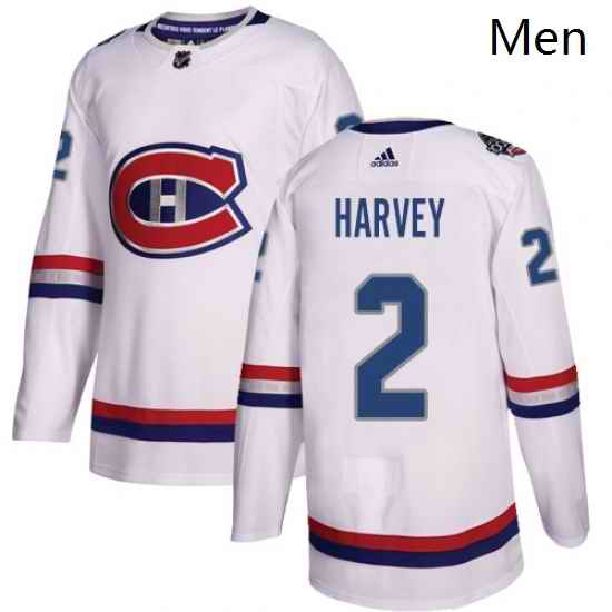 Mens Adidas Montreal Canadiens 2 Doug Harvey Authentic White 2017 100 Classic NHL Jersey